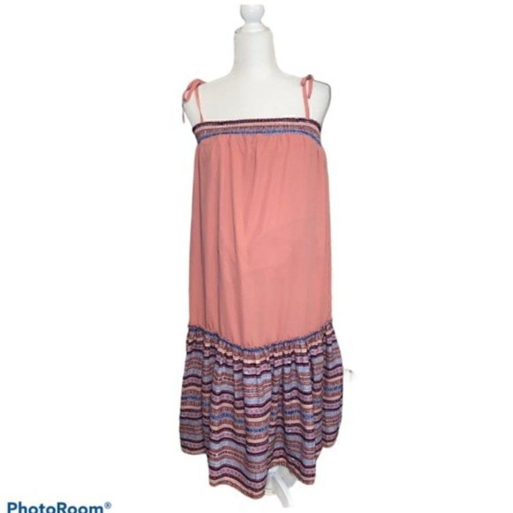 Q&A Pink Strappy Drop Waist Lined Maternity Dress